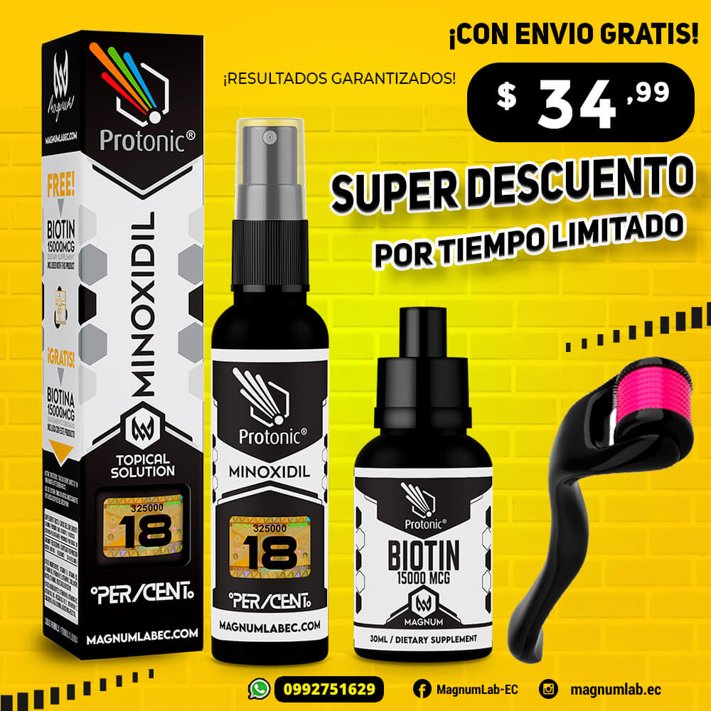 MINOXIDIL 18% + BIOTINA + DERMAROLLER / PROMOCION
