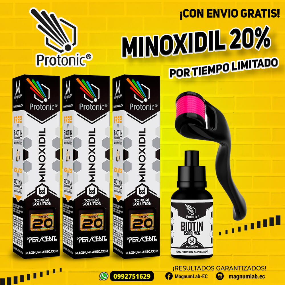 3 MINOXIDIL 20% + BIOTINA + DERMAROLLER / PROMOCION