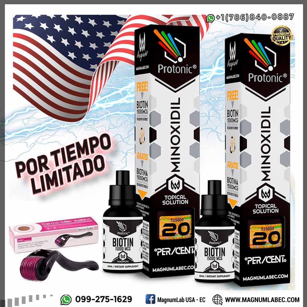 2 MINOXIDIL 20% + 2 BIOTINAS + DERMAROLLER / PROMOCION